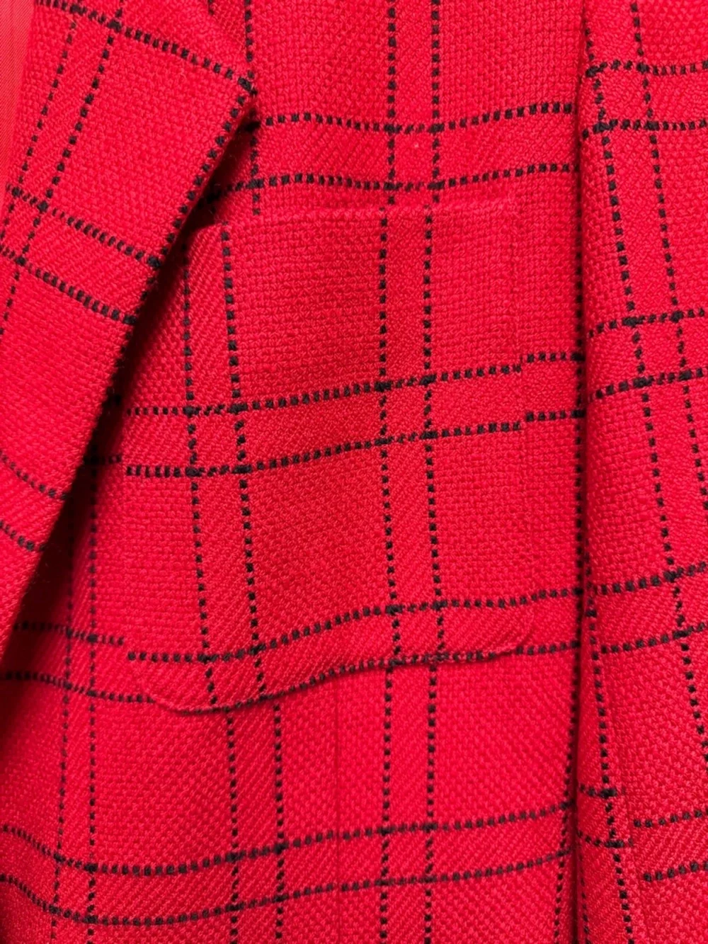 Christian Dior Red Plaid Single-Button Blazer
